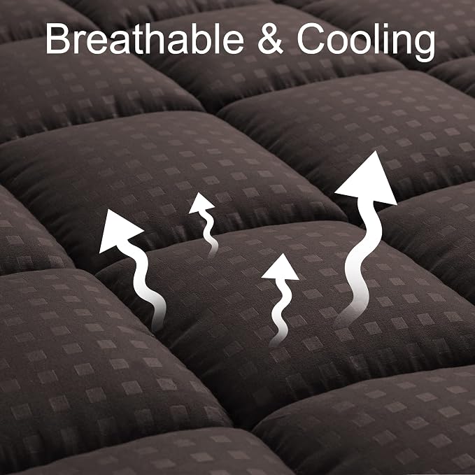 HYLEORY California King Mattress Pad Quilted Fitted Mattress Protector Cooling - Image 2