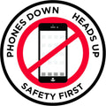 "Phones Down Heads Up" Safety Sign - Laminated Adhesive Floor Signs by Graphical Warehouse (17)