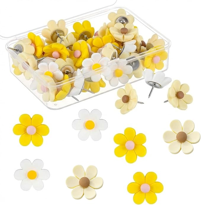 30PCS Cute Push Pins, Bulletin Board Pins, Bulletin Board Decorations, Flower by starfa+lab