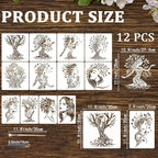 12pcs Tree of Life Stencils for Painting Woman Drawing Stencils for Crafts - Image 2