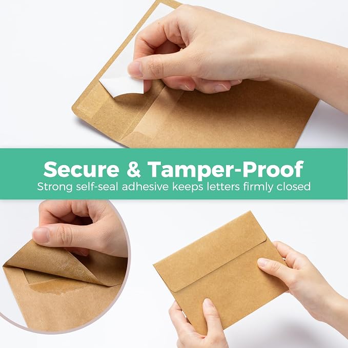 Ohuhu A2 Blank Brown Kraft Cards and Self-Seal Envelopes 100 Pack | 4.25" x - Image 7