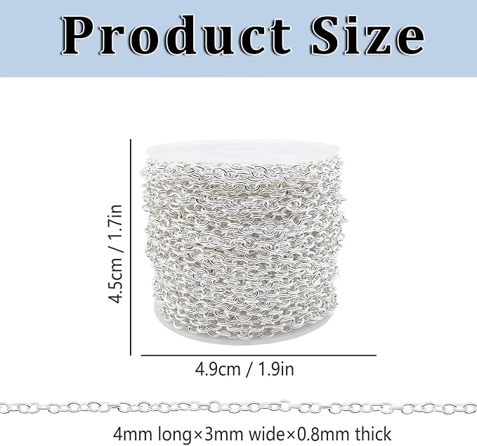 60 Feet Metal Iron Necklace Chains 3mm Bulk Curb Link Chain - Image 3