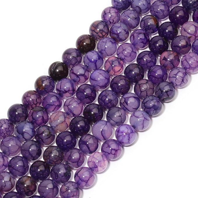 60pcs Smooth Natural Purple Agate Beads，6mm Dragon Vein Gemstone Round Loose - Image 5