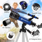 Telescope for Kids & Adults, 70mm Aperture 360mm Refractor Telescope for - Image 2