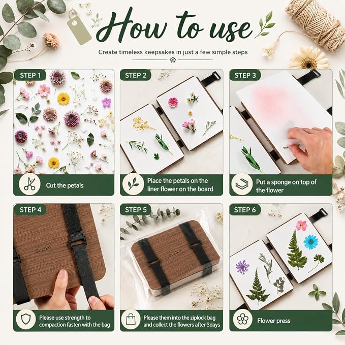 Suziko Professional Flower Press Kit 6 Layers 6.3 x 8.3 inch, Flower Pressing - Image 3