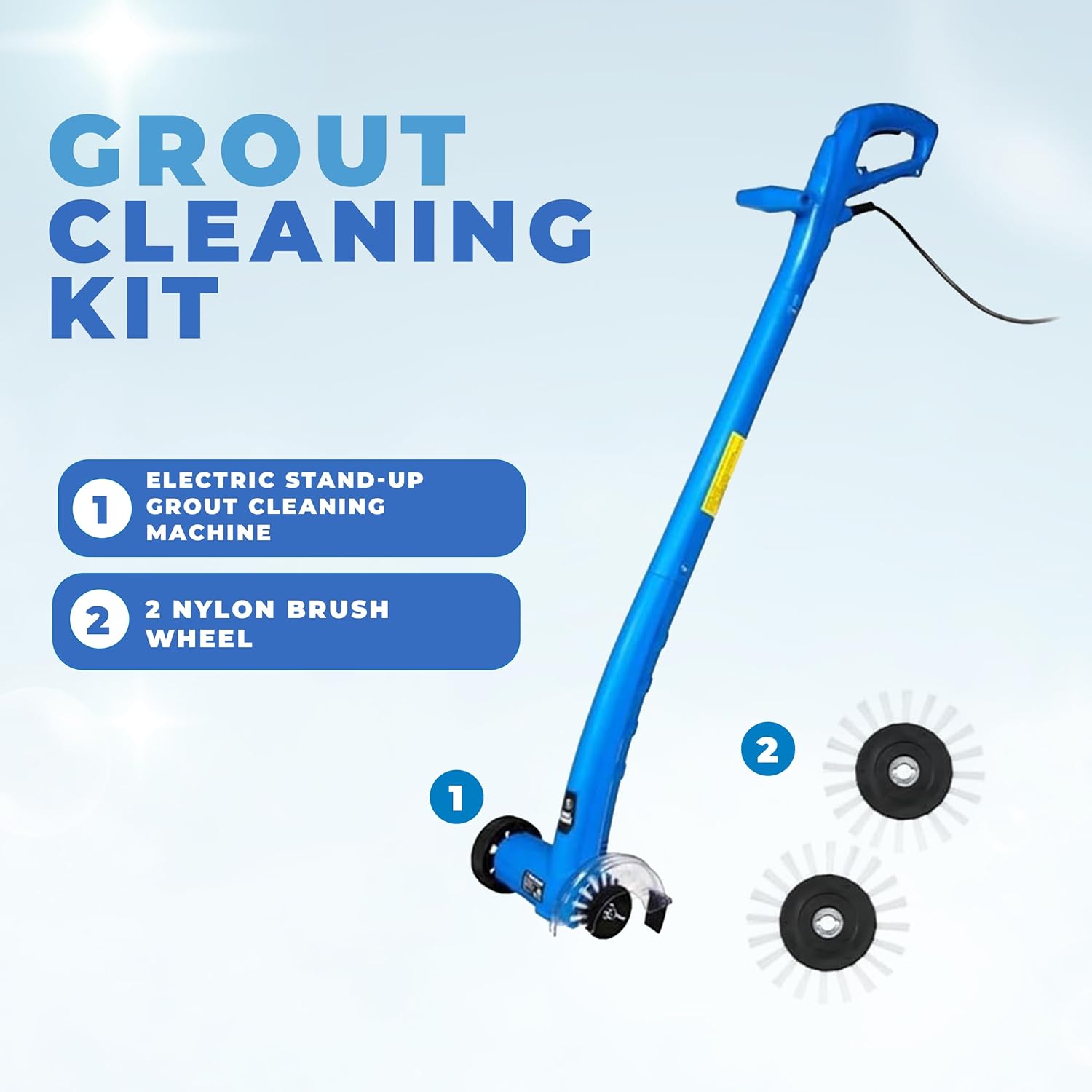 Electric Stand-Up Grout Cleaning Machine – Compact Lightweight Floor Scrubber for Tile, Bathroom & Kitchen Grout Lines | Easy-to-Use Deep Cleaner for Ceramic & Porcelain Tile Floors (Small)