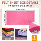 Soft Felt Fabric Sheet 18" x 36", 1.6mm Acrylic Craft Felt, Neon Pink | Soft - Image 3