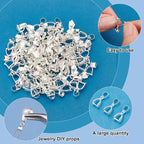 PH PandaHall 100pcs Pendant Chain Connector Silver Brass Pinch Bails Pinch Clip - Image 4