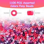 Pony Beads 1100 Pcs, Beads for Jewelry Bracelets Making, Plastic Bead for Crafts - Image 2