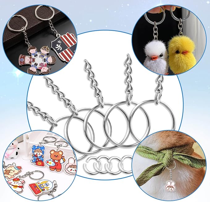 Paxcoo 50Pcs Keychains with Chain and 50 Pcs Jump Rings, Keychain Rings Kit - Image 4
