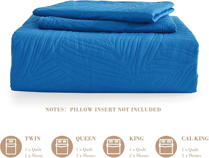 Exclusivo Mezcla California King Quilt Bedding Set, Lightweight Royal Blue - Image 6