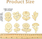 100 pcs Mixed Styles Cute Flower Theme Unfinished Wooden Cutout Charms - Image 2