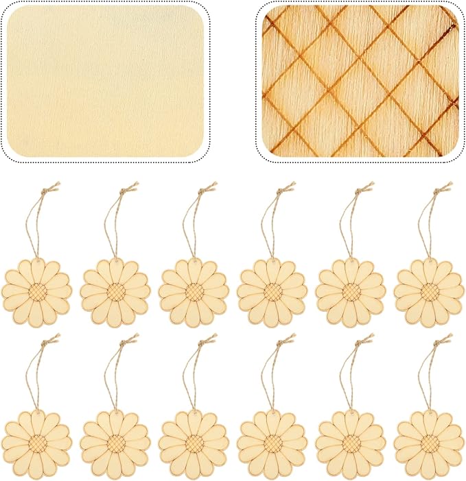 Sewroro 50sets Unfinished Wood Cutouts Blank Craft Shapes - Image 7