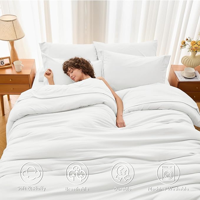 MUXHOMO 7 Pieces King Comforter Set, Soft Bed in a Bag King Size, All Season - Image 3
