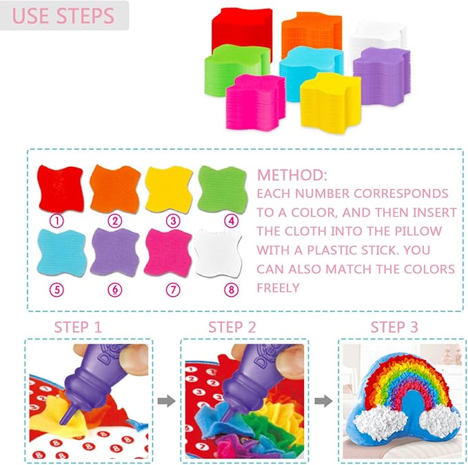 DBlosp Plush Craft Rainbow Pillow, Fabric by Number Art & Crafts, No Sewing - Image 5