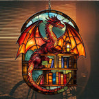 Books and Dragon Acrylic Suncatcher Stained Glass Effect Window Car Hanging - Image 7