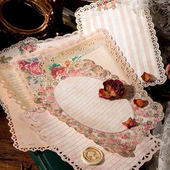 30 Sheets Lace Edged Vintage Scrapbook Paper, Scrapbooking, Stationery Letter - Image 7
