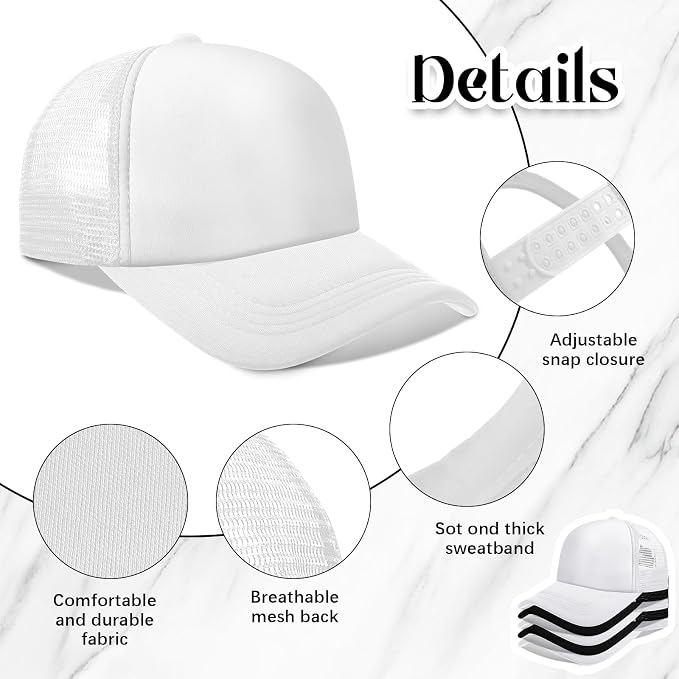 Vabean 24 Pack Sublimation Blank Cap Trucker Mesh Cap Unisex Plain Blank - Image 3