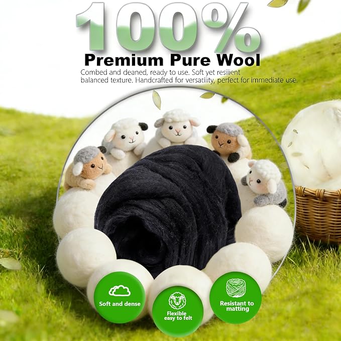 Wool Roving-3.5oz Needle Felting Wool, Soft Multi-Color Wool Fiber, Perfect - Image 5