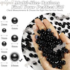 qiipii 220PCS 10mm Pure Black Round Half Round Pearls - Image 3