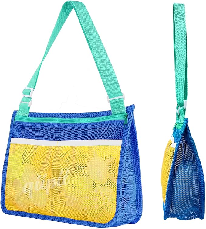 qiipii 1 Pack Beach Mesh Bag Shell Collecting Bag Beach Sand Toy Bags by qiipii