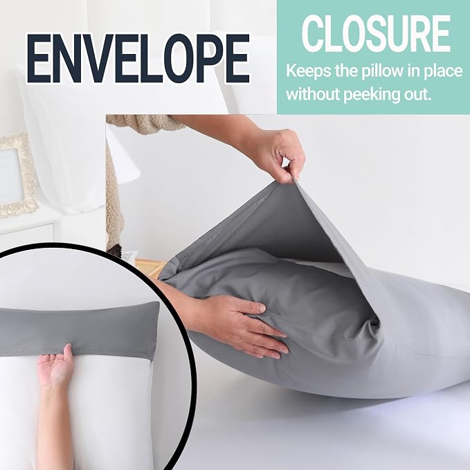 ZPECC Dark Gray Pillow Cases Standard Size Set of 4, 20x26 Envelope Closure - Image 5
