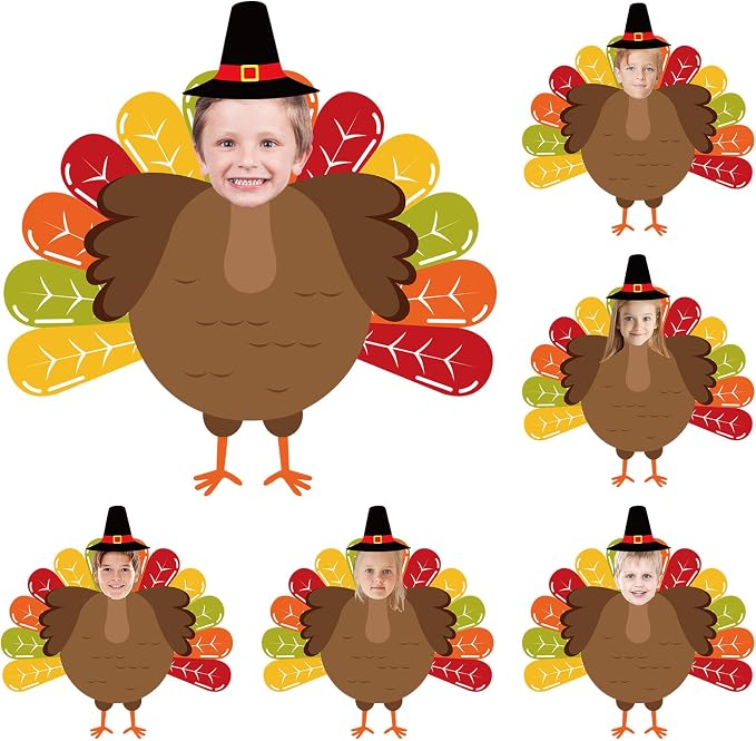 FYSUIMU 50 Sets Fall Thanksgiving Turkey DIY Cutouts Turkey and Hat Cut-Outs by FYSUIMU