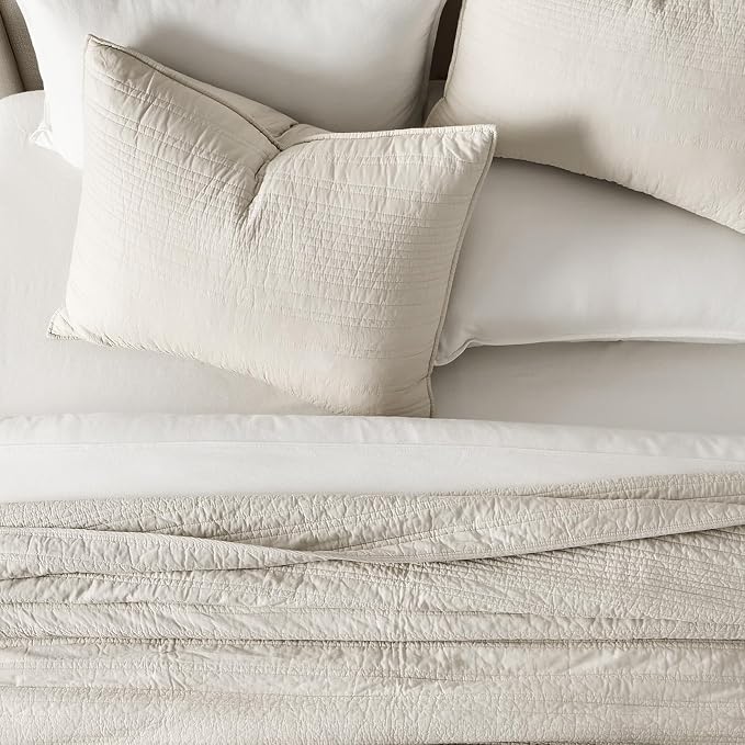 EVERGRACEHOME 100% Cotton Modern Lines Quilt Set Queen Size, Pre-Washed Soft - Image 3