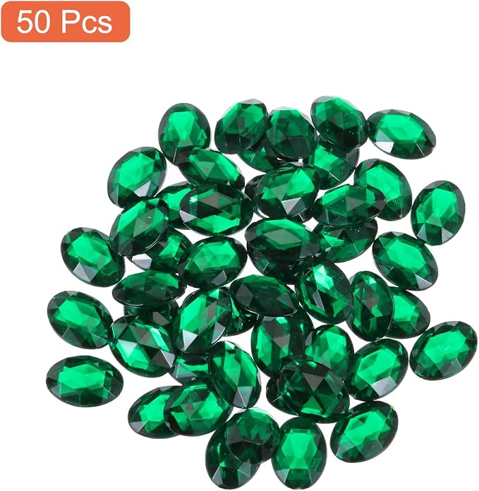 MECCANIXITY 50Pcs Acrylic Oval Gems 13x18 mm Flat Back Artificial Rhinestones - Image 3