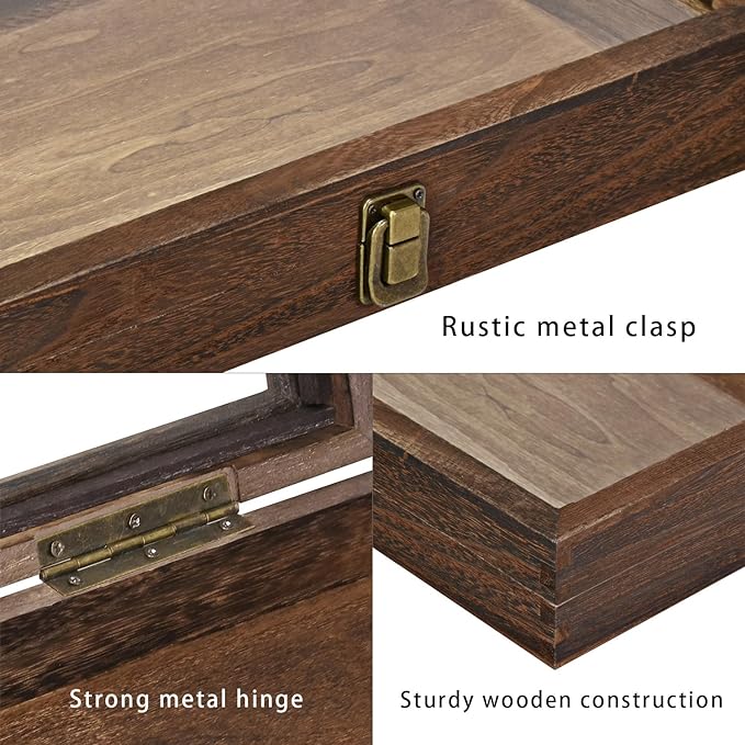 MOOCA 2 Pcs Wood Tempered Glass Top Jewelry Display Case Accessories Storage Box - Image 5