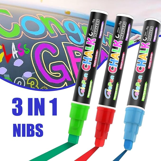 Window Chalk Markers for Cars Glass Washable, 20 Colors Jumbo Liquid Chalk - Image 2
