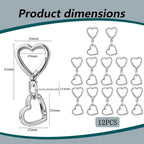 24 Pcs Heart Swivel Spring Clasps，Metal Spring Key Chain Hook Clasps，Clip - Image 3