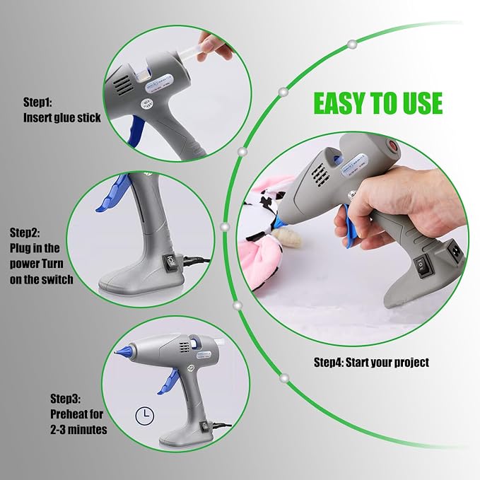 MONVICT Hot Melt Glue Gun with 7 Copper Nozzles, Heavy Duty | 3 Silicone Finger - Image 8