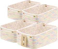 Small Storage Baskets for Organizing | Closet Organizer Bins | Shelf Toy Basket | Woven Rope Baskets | Cube Decorative Box | Shallow Basket | 13x8.5x5.1” | 4 Packs Rainbow