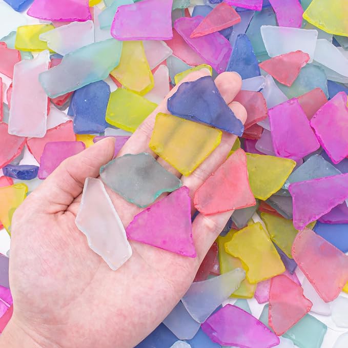 Keedolla 40oz Assorted Colors Flat Frosted Sea Glass, Tumbled Seaglass Pieces by Keedolla