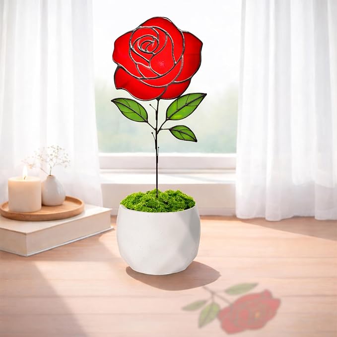 Glass Flowers, Stained Glass Rose by Unknown
