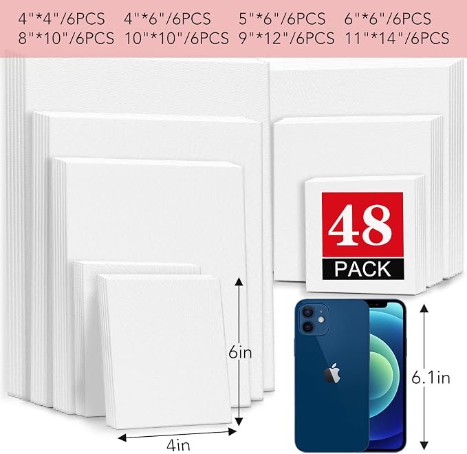 ESRICH 48 Pack Canvas Boards for Painting, 11x14 Canvas for Painting, Cotton - Image 4