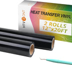 HTVRONT Heat Transfer Vinyl Black HTV Rolls, 2 Rolls 12" x 20ft | Black Iron on by HTVRONT