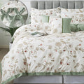 FADFAY Floral Bedding Set Queen 100% Cotton Shabby and Chic Beige Green by CottonWorldSweetDream