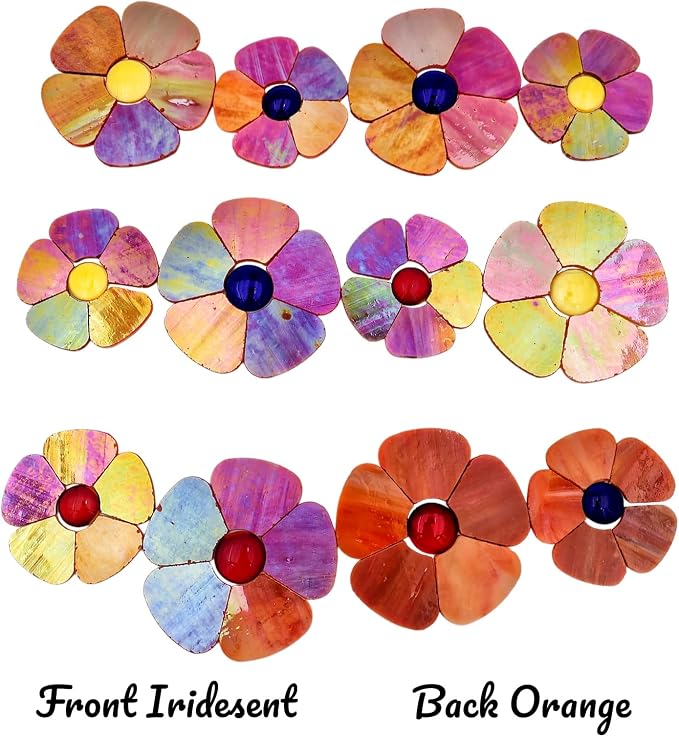 Esweny 12 Flower Stained Glass Mosaic Tiles - Image 2