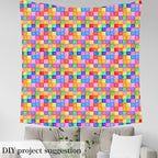 Feelyou Colorful Geometric Fabric by The Yard, Rainbow Abstract Art Square - Image 3