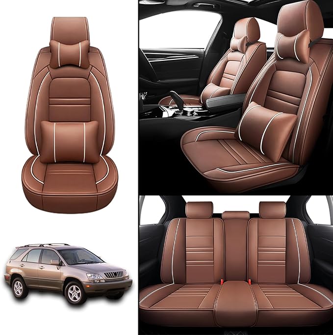 Car Seat Covers for Lexus Car rx300 1999-2003 | 5-Seats Seat Covers, Waterproof Seat Protectors, Automotive Seat Covers (Full Set with Pillow,Coffee)