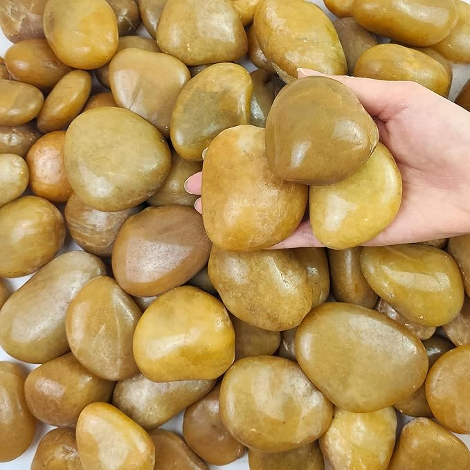 FANTIAN 5 lbs Yellow River Rocks, 2-3 Inch Large Pebbles by FANTIAN-GardeningMakesLifeBetter