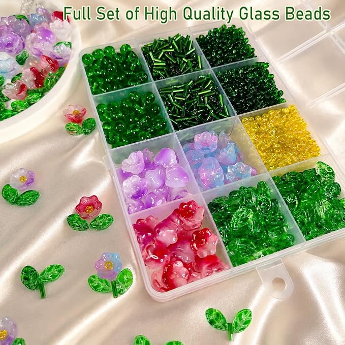Juan's Moment Green Glass Beaded Plant Kit, Bead Craft Kit to Make Beading - Image 2