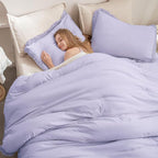Andency Comforter King Size Bed Set Lavender, All Season Soft Tassel Bed Set - Image 4