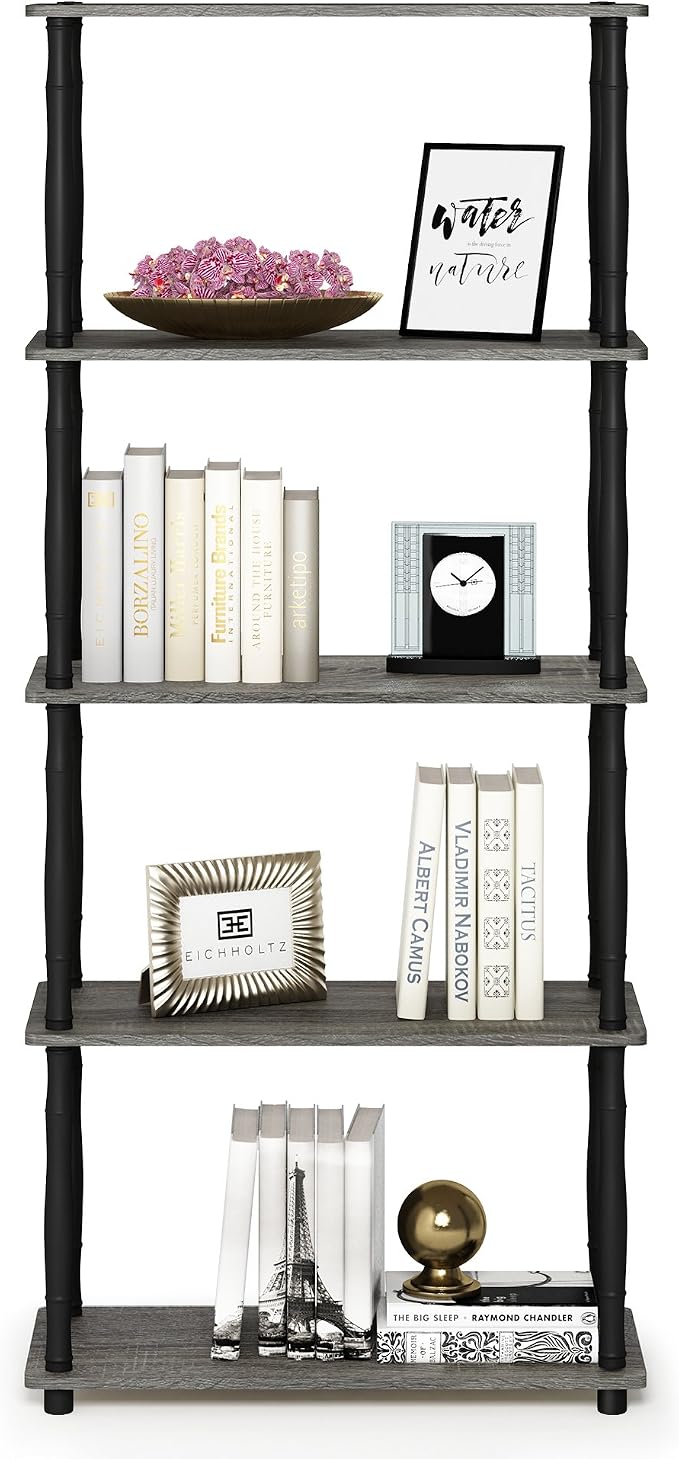 Furinno TURN-S-TUBE Storage Shelves, 5-Tier Book Shelf, Corner Shelf, Toolless - Image 5