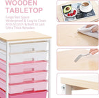 Rolling Cart with Drawers, Storage Cart with 8 Drawers and Wooden Tabletop - Image 4