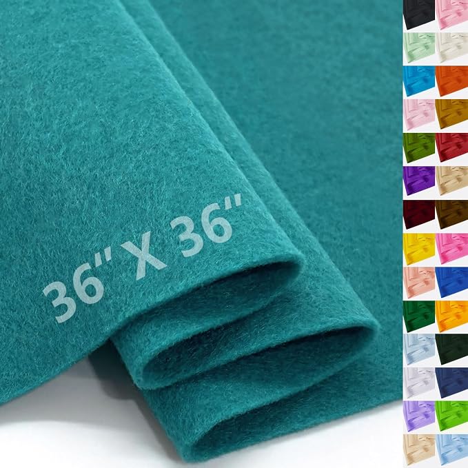 Teal Felt Fabric 36" X 36", 1.6mm Thick Soft and Durable Flexible Craft Acrylic by FANOMMI