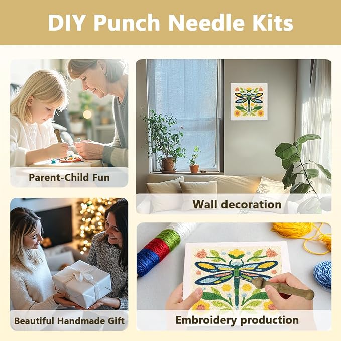 DOODLREAM Floral Dragonfly DIY Punch Needle Embroidery Kit - Image 4