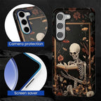 Case for Samsung Galaxy S23 Plus Case, Skeleton Reader Goth Floral Design - Image 2